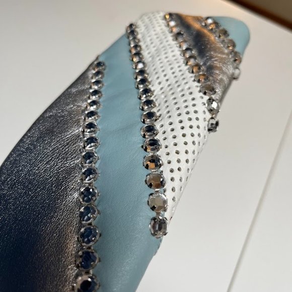 Ipa Nema Blue and Silver leather clutch - Picture 2 of 5